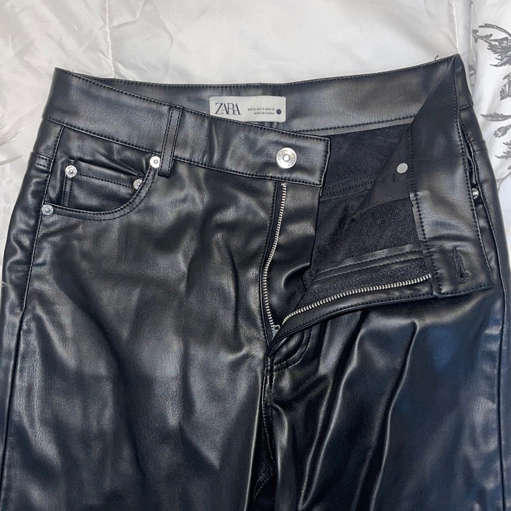 Black Zara faux leather pants never worn